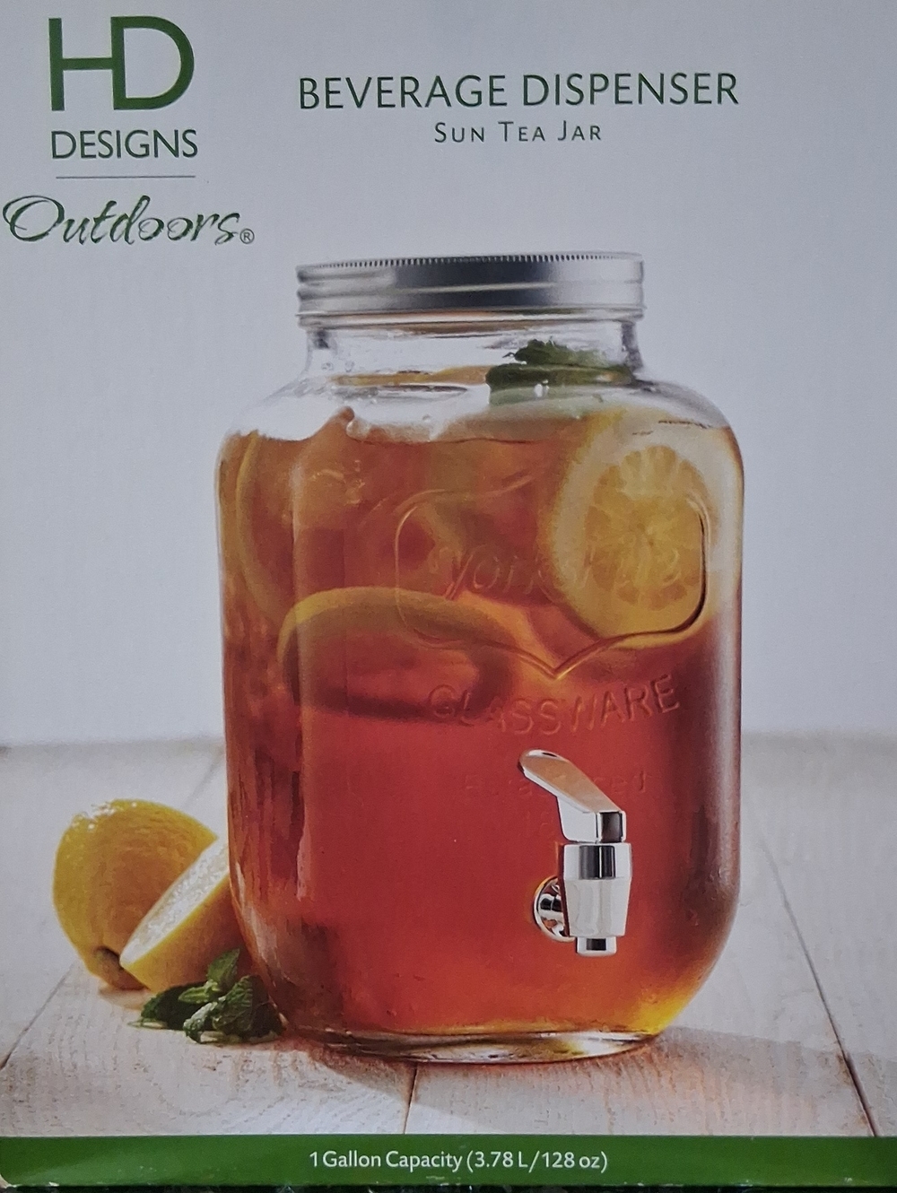 Yorkshire Glassware Glass Beverage Dispenser Silver Spigot 1 Gallon Capacity